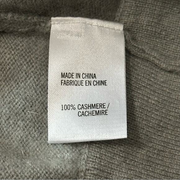 Theory Women’s Sz M Heather Gray Deep V-Neck Back Short Sleeve Cashmere Sweater - Picture 5 of 6